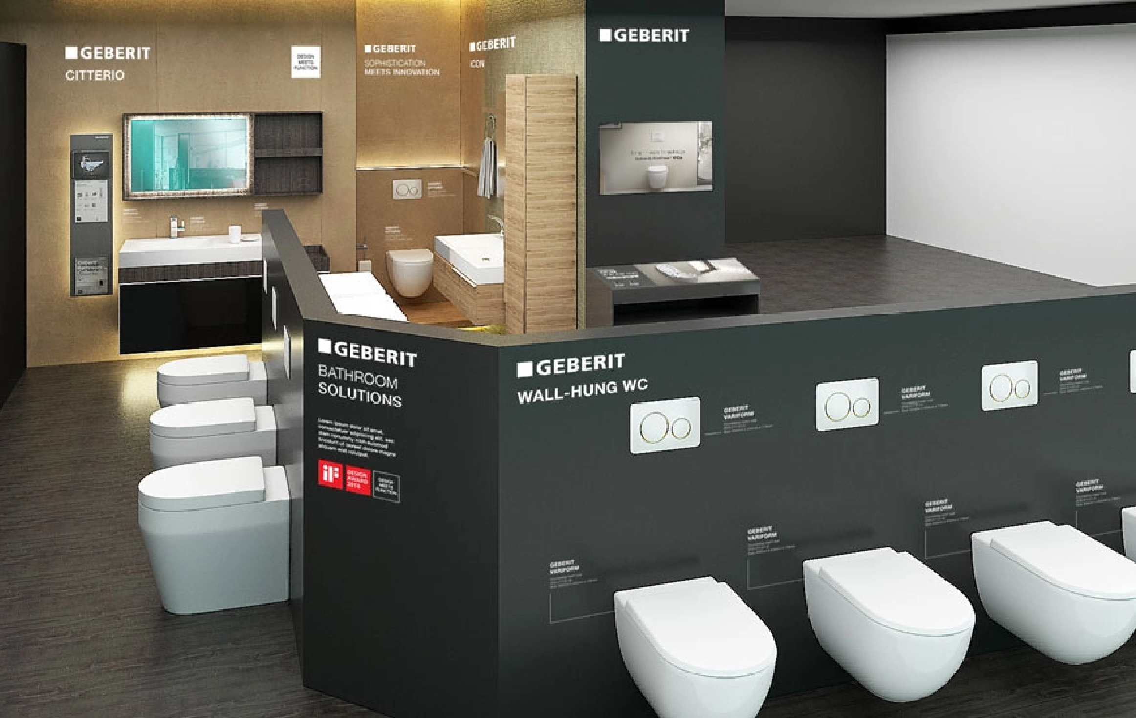 Curated shopping journey display developed by Fuchsia Retail for Geberit